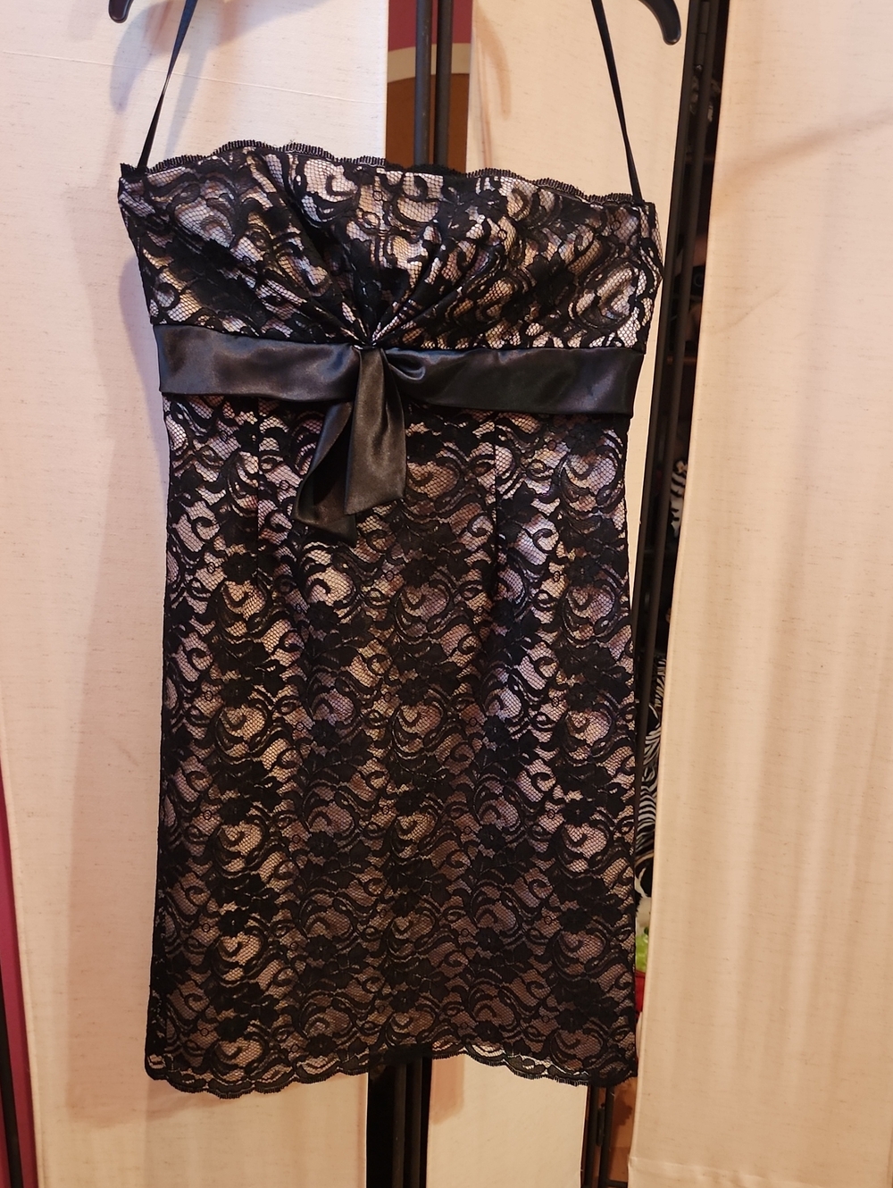 White House Black Market Black Satin Dress Interior Label